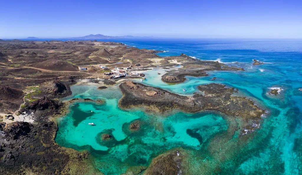 Atlantic coastline of Canary Islands viewed from a yacht